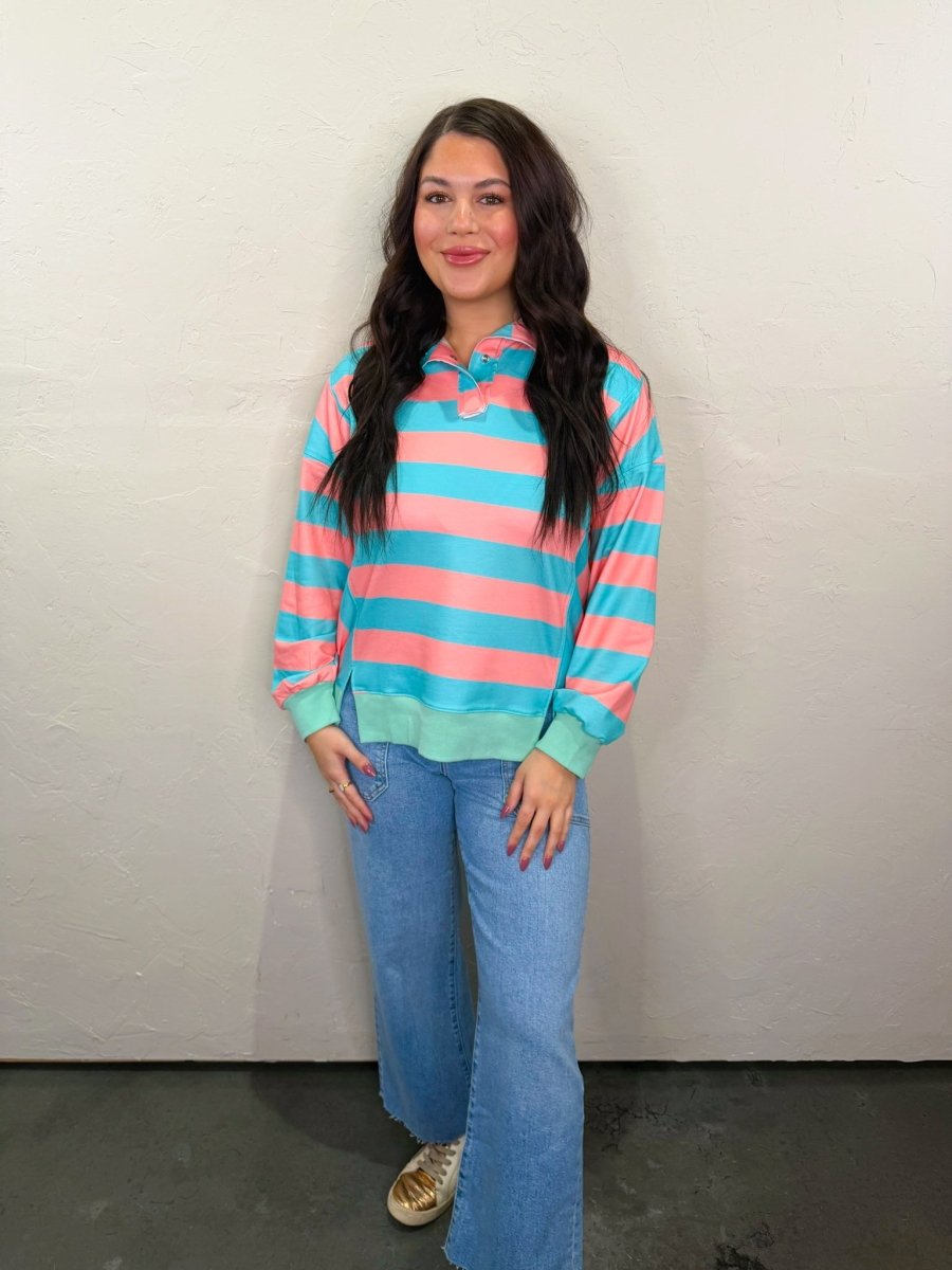 Gabby Striped Top - Pink/Green - Revel Boutique