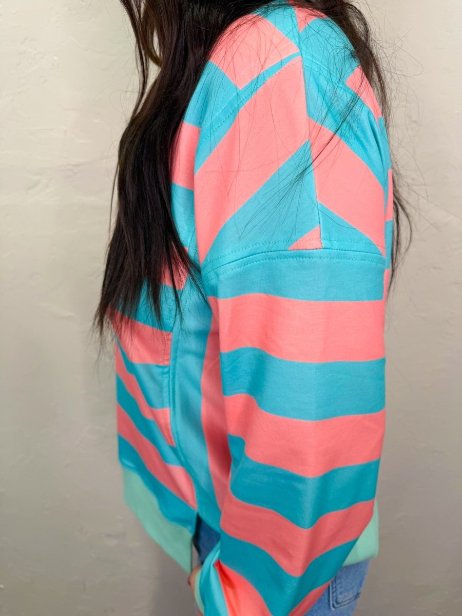 Gabby Striped Top - Pink/Green - Revel Boutique