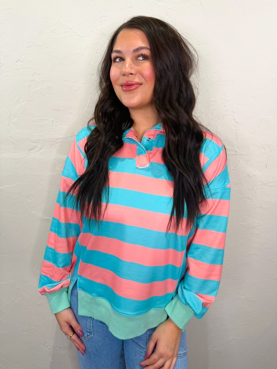 Gabby Striped Top - Pink/Green - Revel Boutique