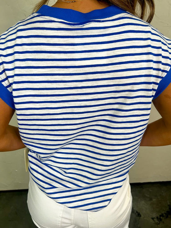 Load image into Gallery viewer, Gabi Striped Top - Blue - Revel Boutique
