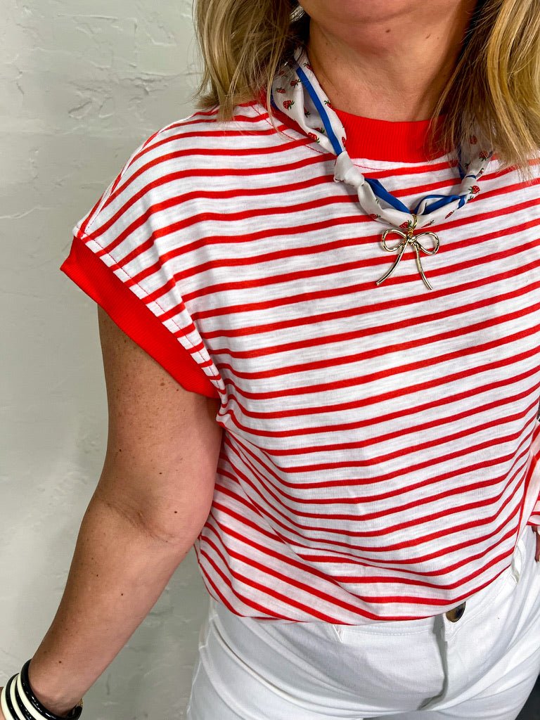 Gabi Striped Top - Red - Revel Boutique