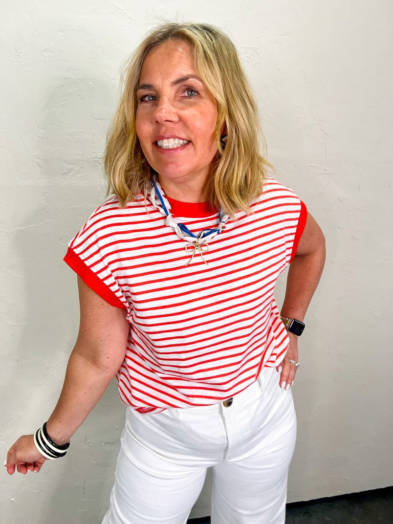 Gabi Striped Top - Red - Revel Boutique