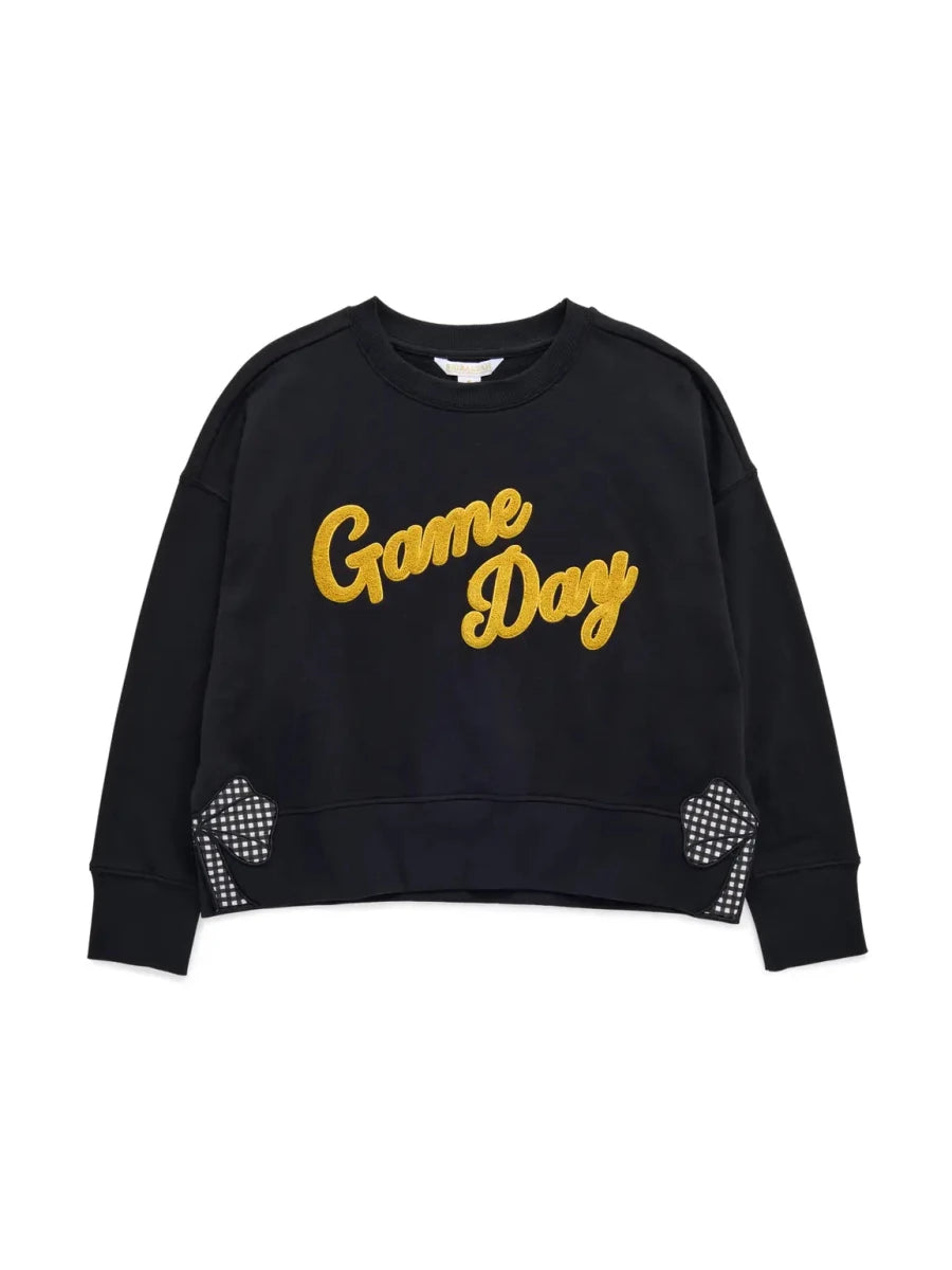 Game Day Bow Sweatshirt-Black - Revel Boutique
