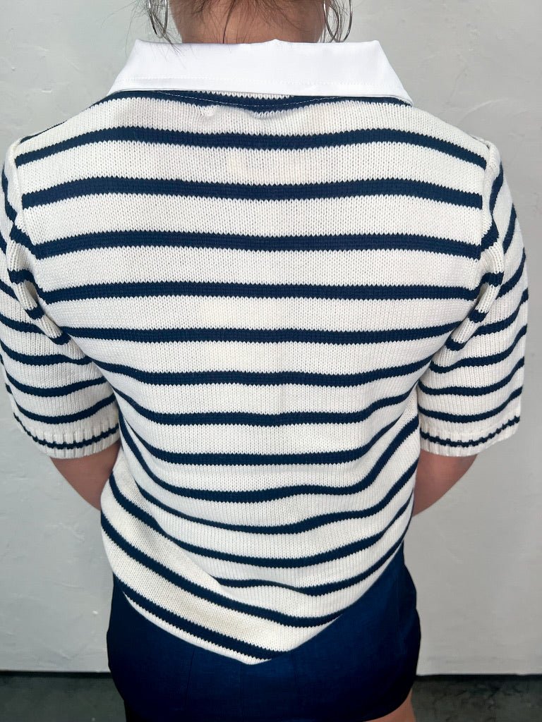 Gemma Striped Knit Polo - Revel Boutique