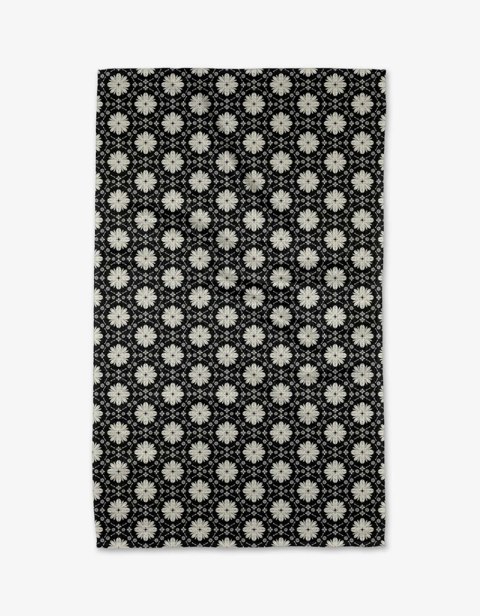 Geometry: Monochrome Floral Tea Towel - Revel Boutique