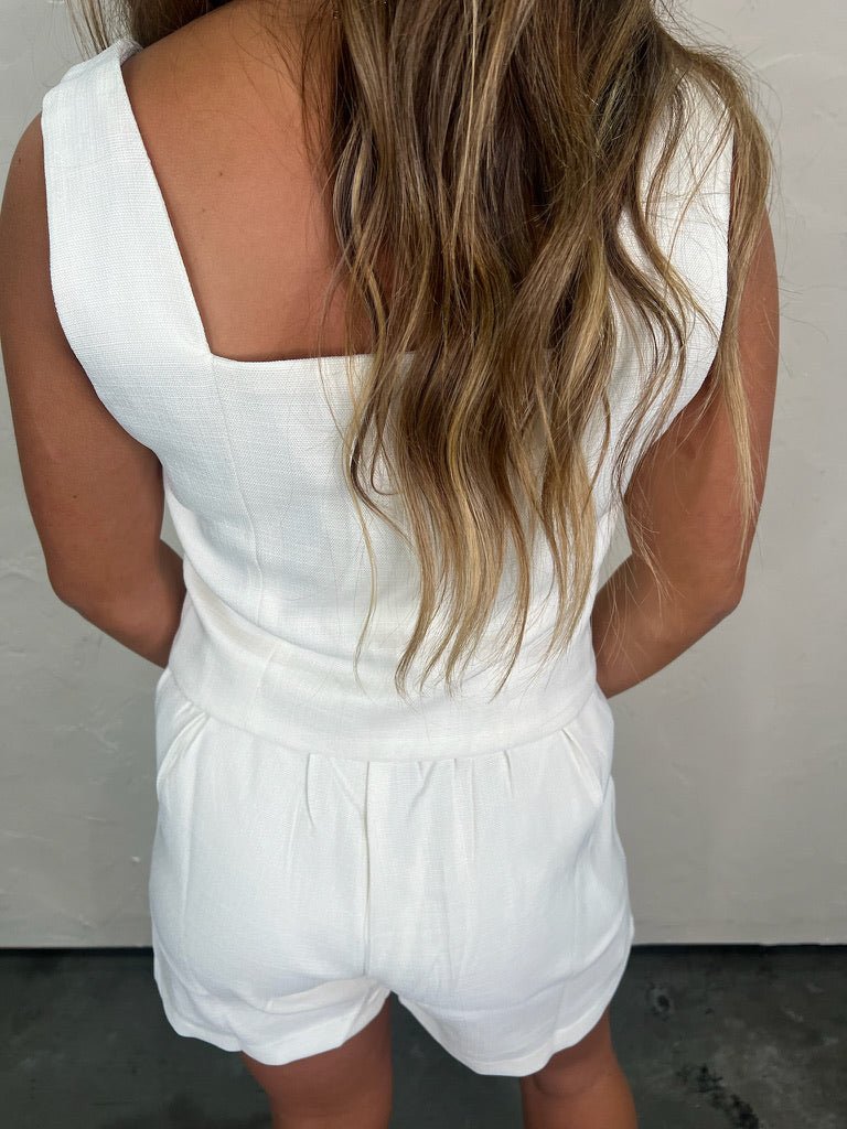 Get Suiting Scalloped Set - White - Revel Boutique