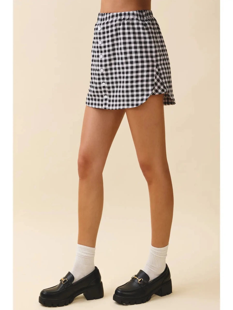Gingham Skirt-Black - Revel Boutique