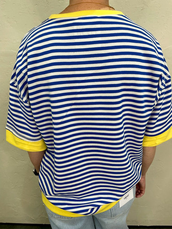 Load image into Gallery viewer, Go To Stripe Short Sleeve - Blue - Revel Boutique
