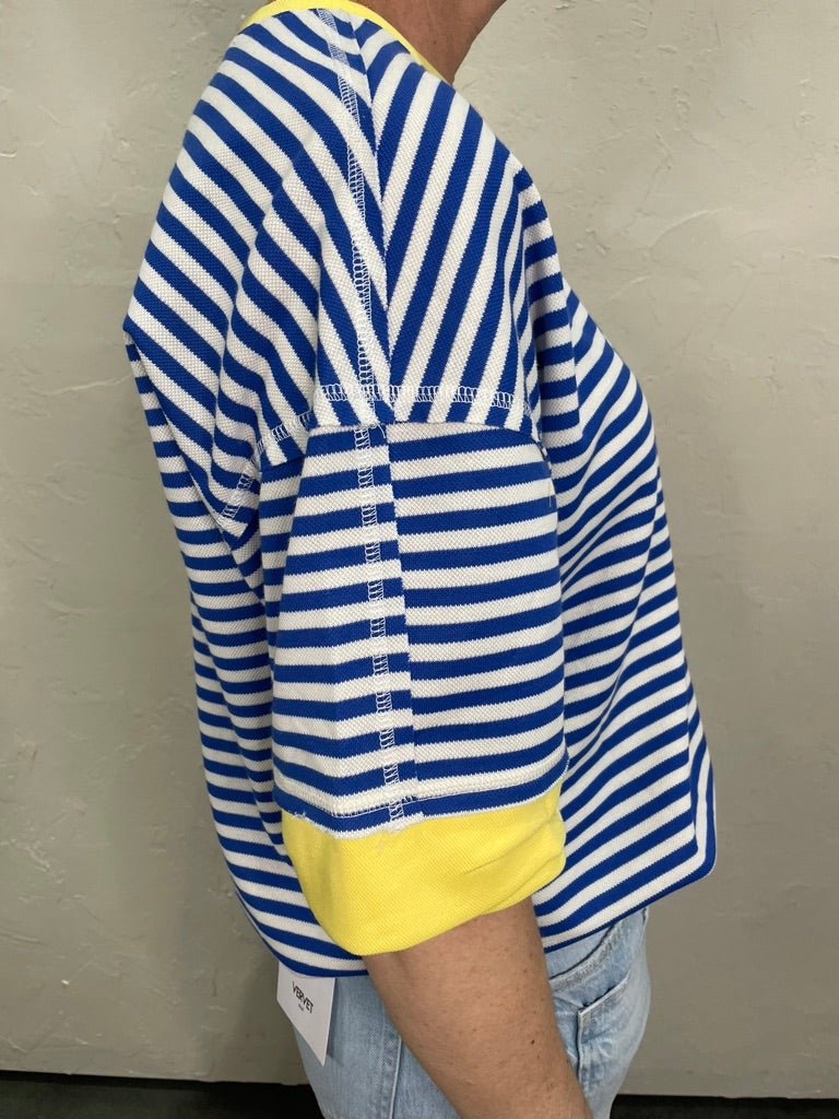 Go To Stripe Short Sleeve - Blue - Revel Boutique
