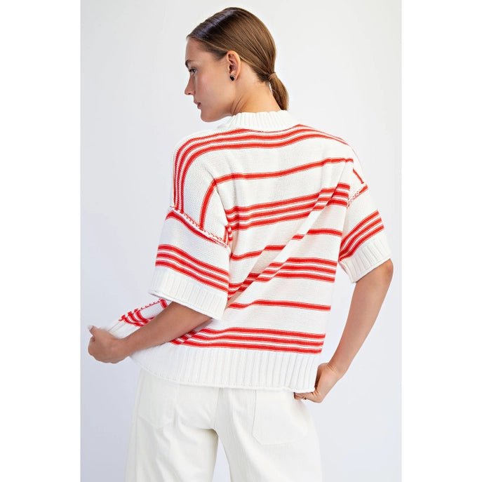 Goldie Crew Sweater - Hot Coral - Revel Boutique