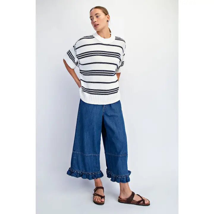 Goldie Crew Sweater - Navy - Revel Boutique