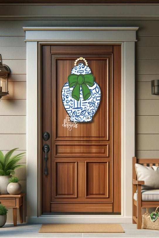 Green Bow Chinoiserie Jar Large Door Hanger - Revel Boutique