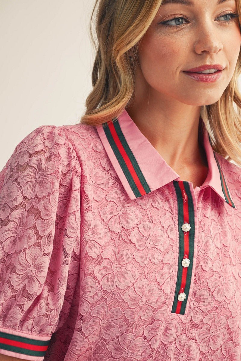 Gucci Girl Lace Top - Mauve - Revel Boutique