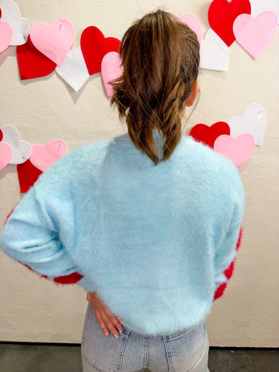 Heart on My Sleeve Sweater - Baby Blue - Revel Boutique