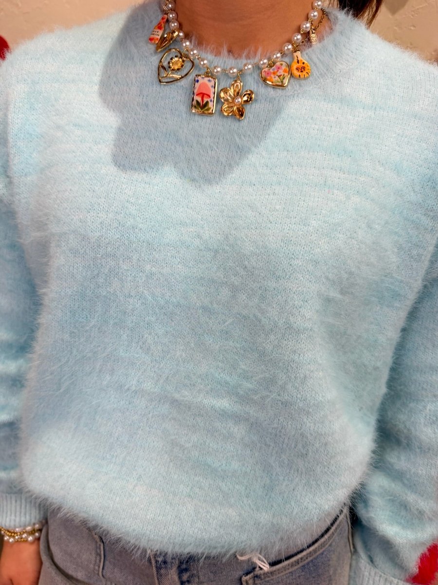 Heart on My Sleeve Sweater - Baby Blue - Revel Boutique