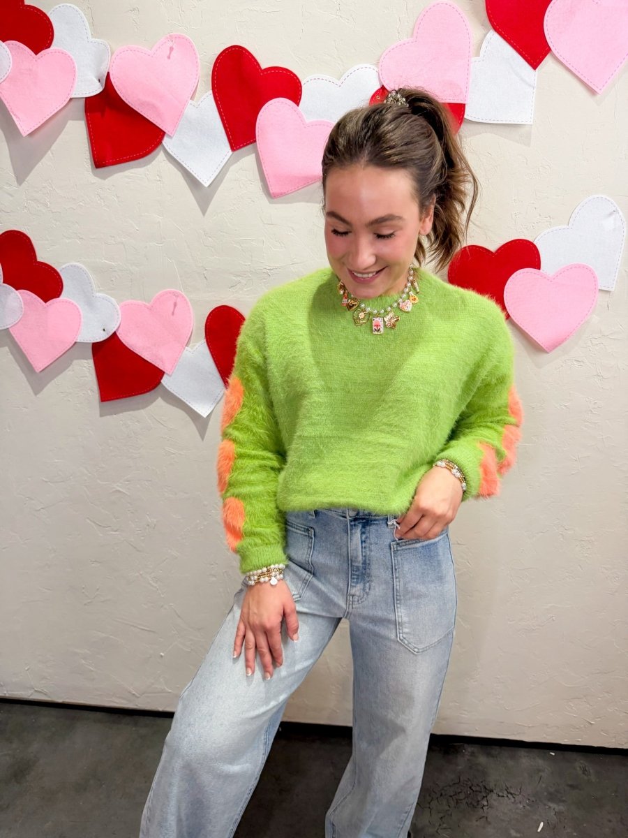 Heart on My Sleeve Sweater - Pistachio - Revel Boutique