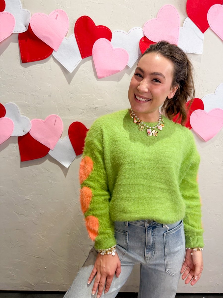 Heart on My Sleeve Sweater - Pistachio - Revel Boutique