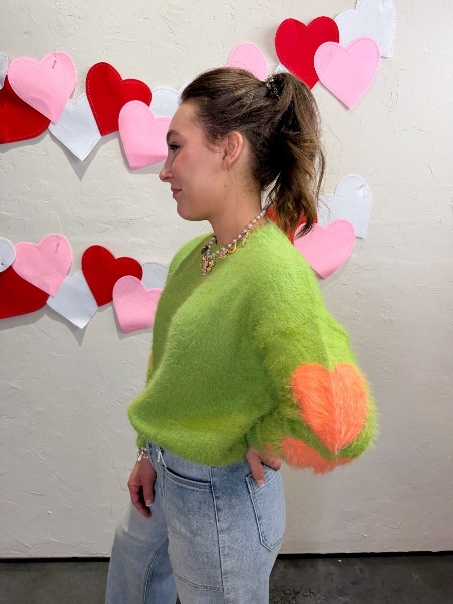 Heart on My Sleeve Sweater - Pistachio - Revel Boutique
