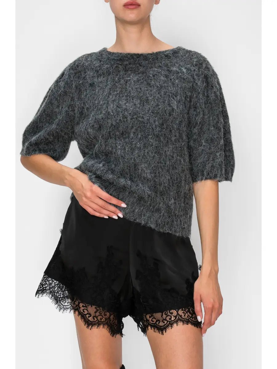 Heirloom Lace-Trim Shorts-Black - Revel Boutique