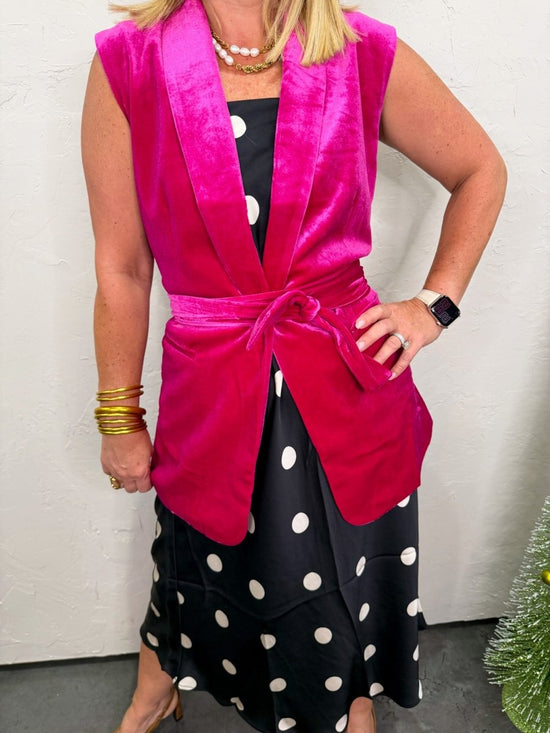 Holiday Special Velvet Vest - Magenta - Revel Boutique