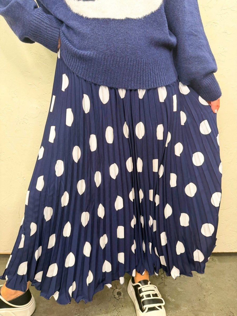 Hot Spot Midi Skirt - Navy - Revel Boutique