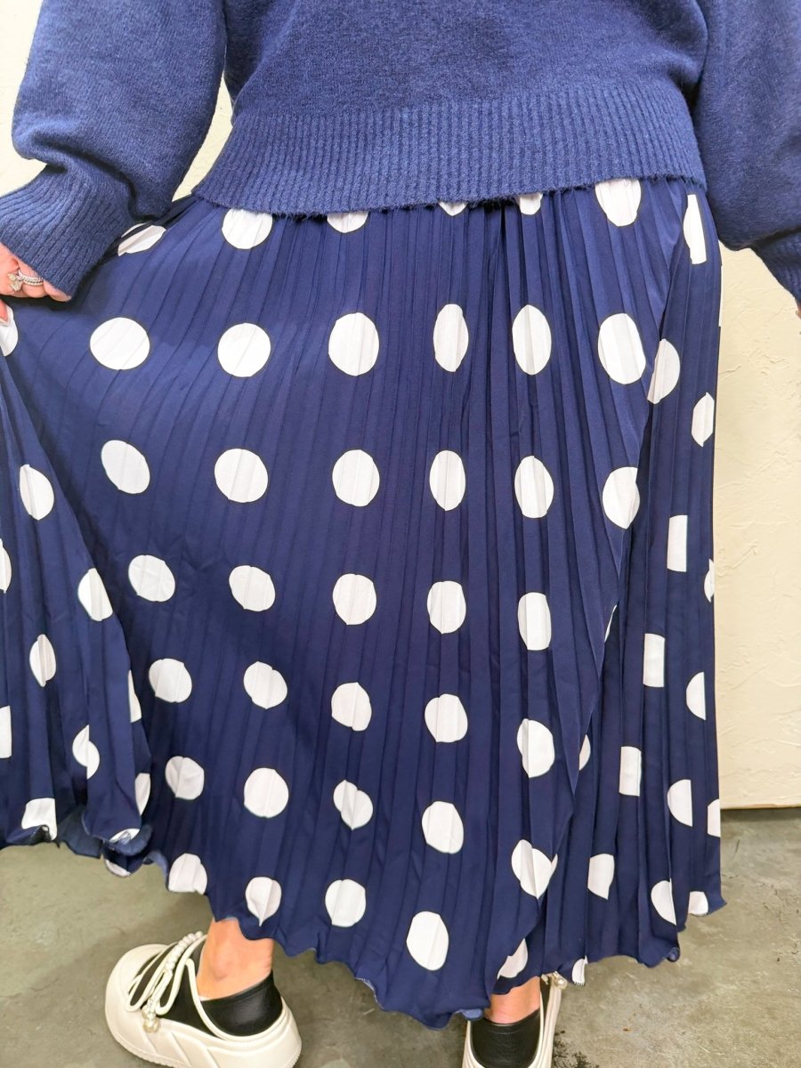 Hot Spot Midi Skirt - Navy - Revel Boutique