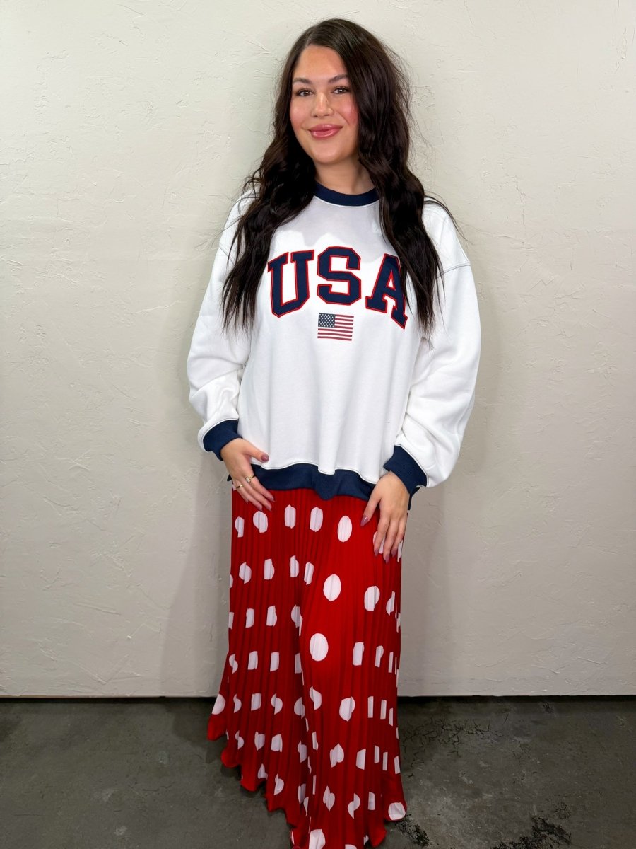 Hot Spot Midi Skirt - Red - Revel Boutique