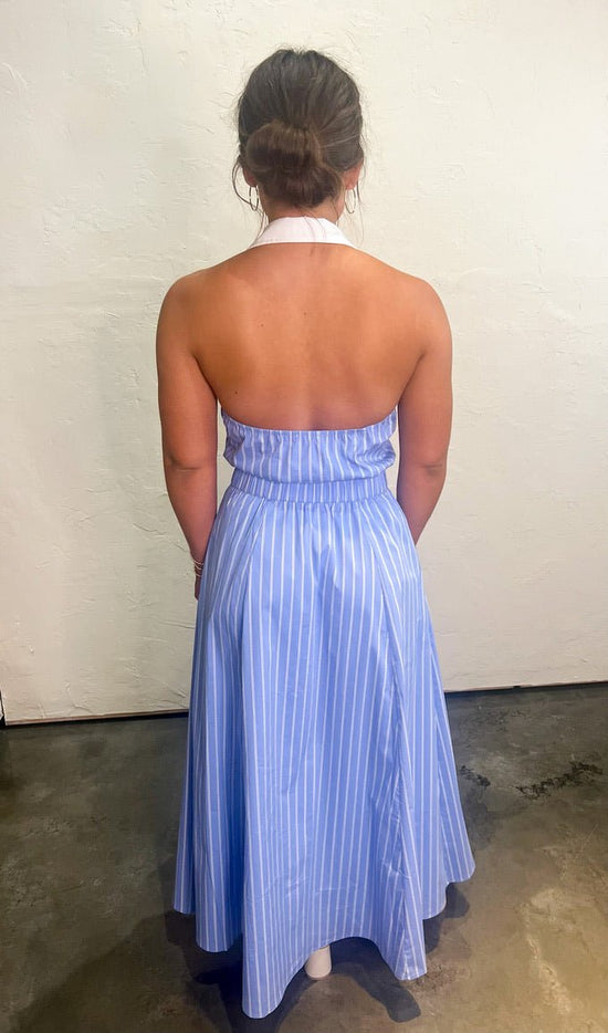 Hudson Pinstripe Dress - Light Blue - Revel Boutique Hudson Pinstripe Dress - Light Blue - Revel Boutique