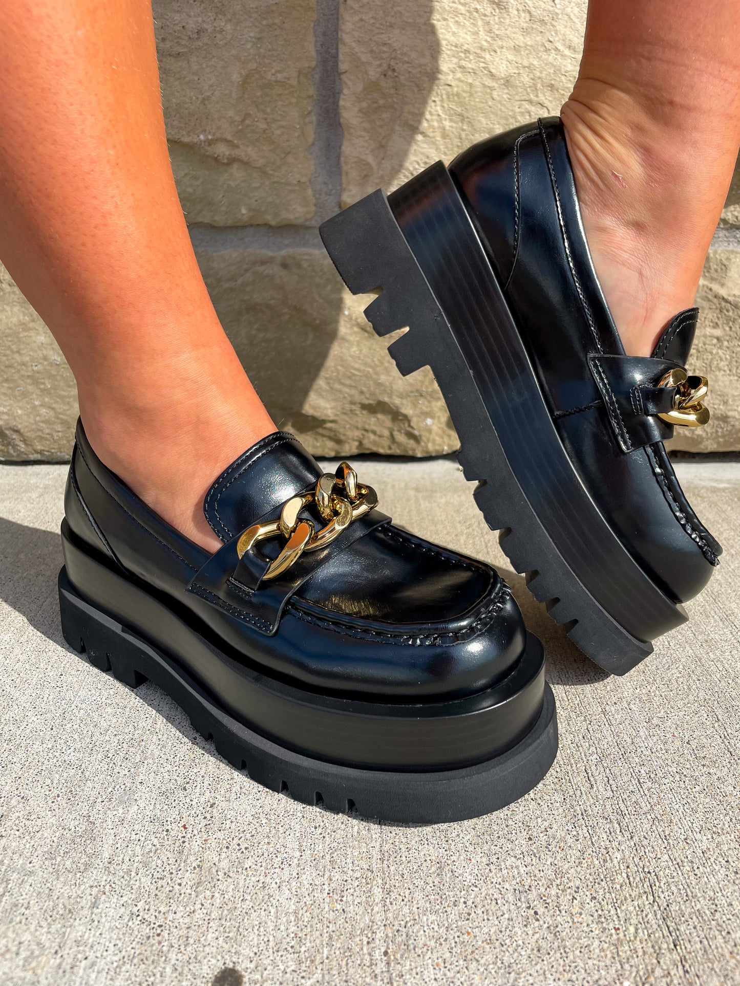 Load image into Gallery viewer, Jeffrey Campbell: Recess Loafer - Black/Gold
