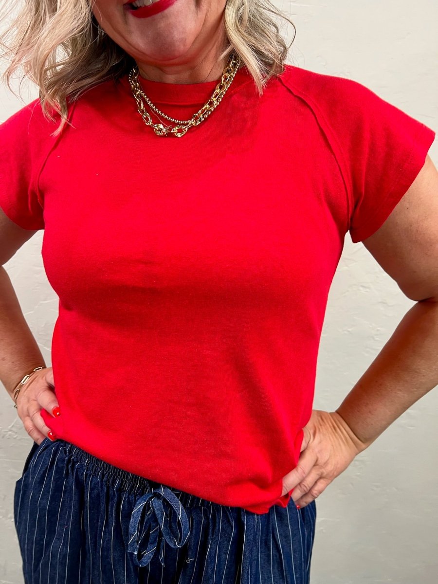 Ivy Tee - Cherry Red - Revel Boutique