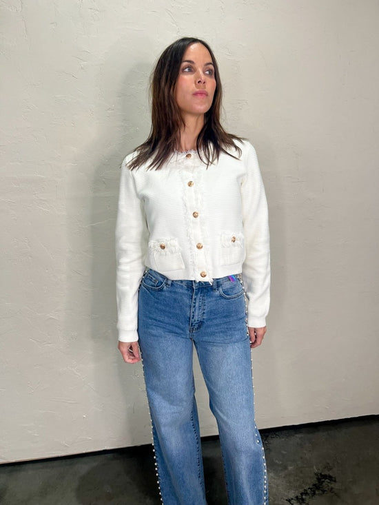 Jaclyn Fray Jacket - White - Revel Boutique