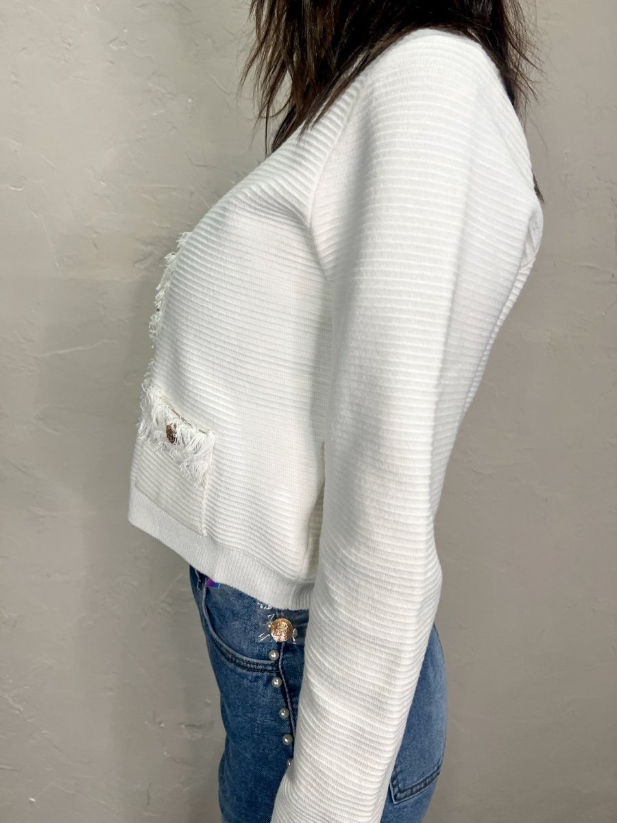 Jaclyn Fray Jacket - White - Revel Boutique