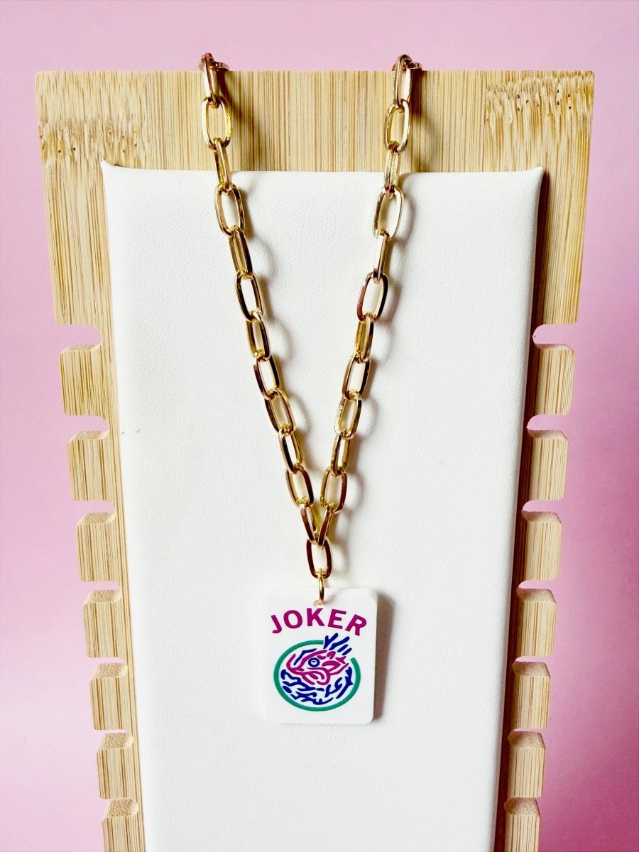 Joker Jewel Tone Mahjong Chain Necklace - Revel Boutique