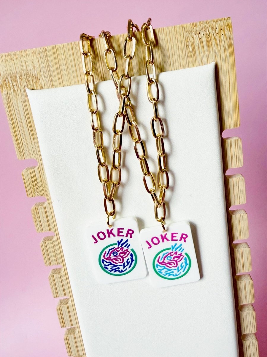 Joker Jewel Tone Mahjong Chain Necklace - Revel Boutique