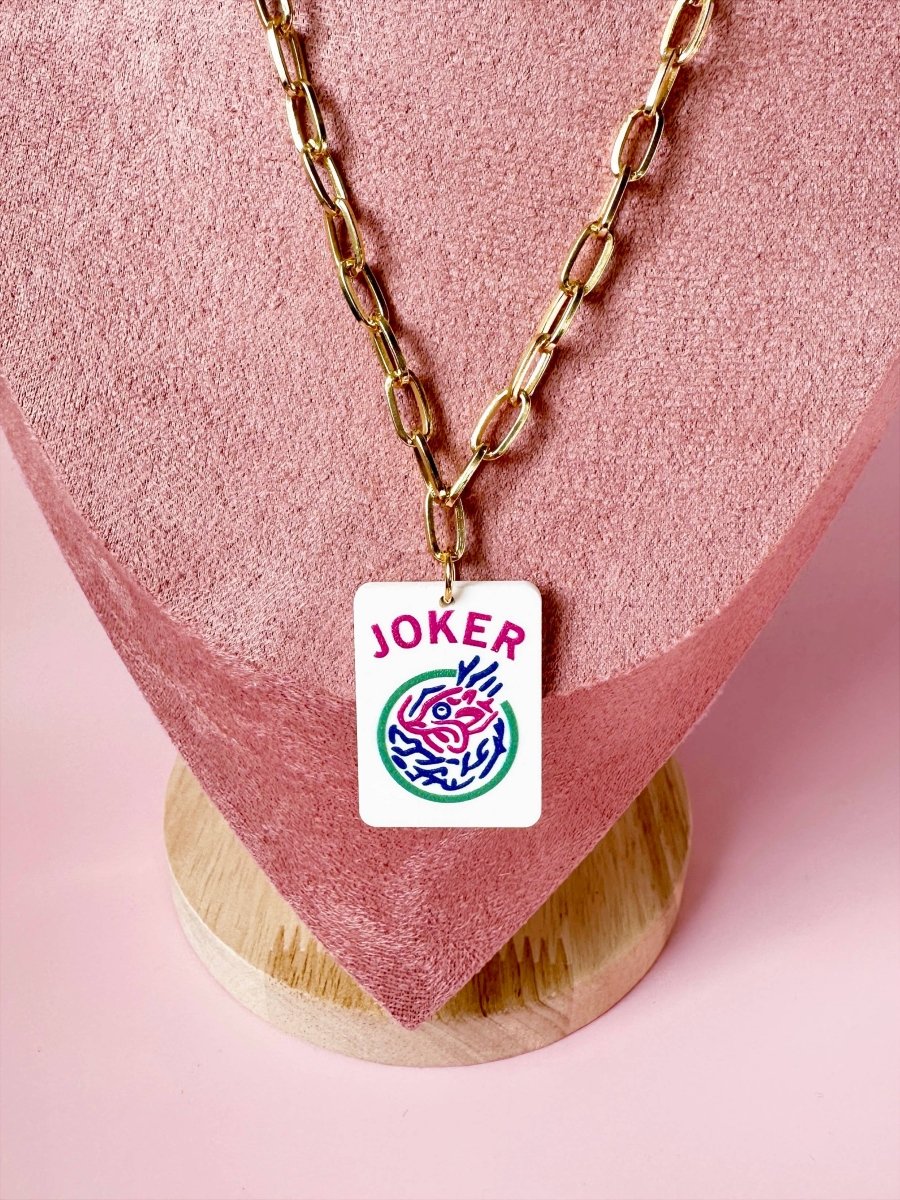 Joker Jewel Tone Mahjong Chain Necklace - Revel Boutique