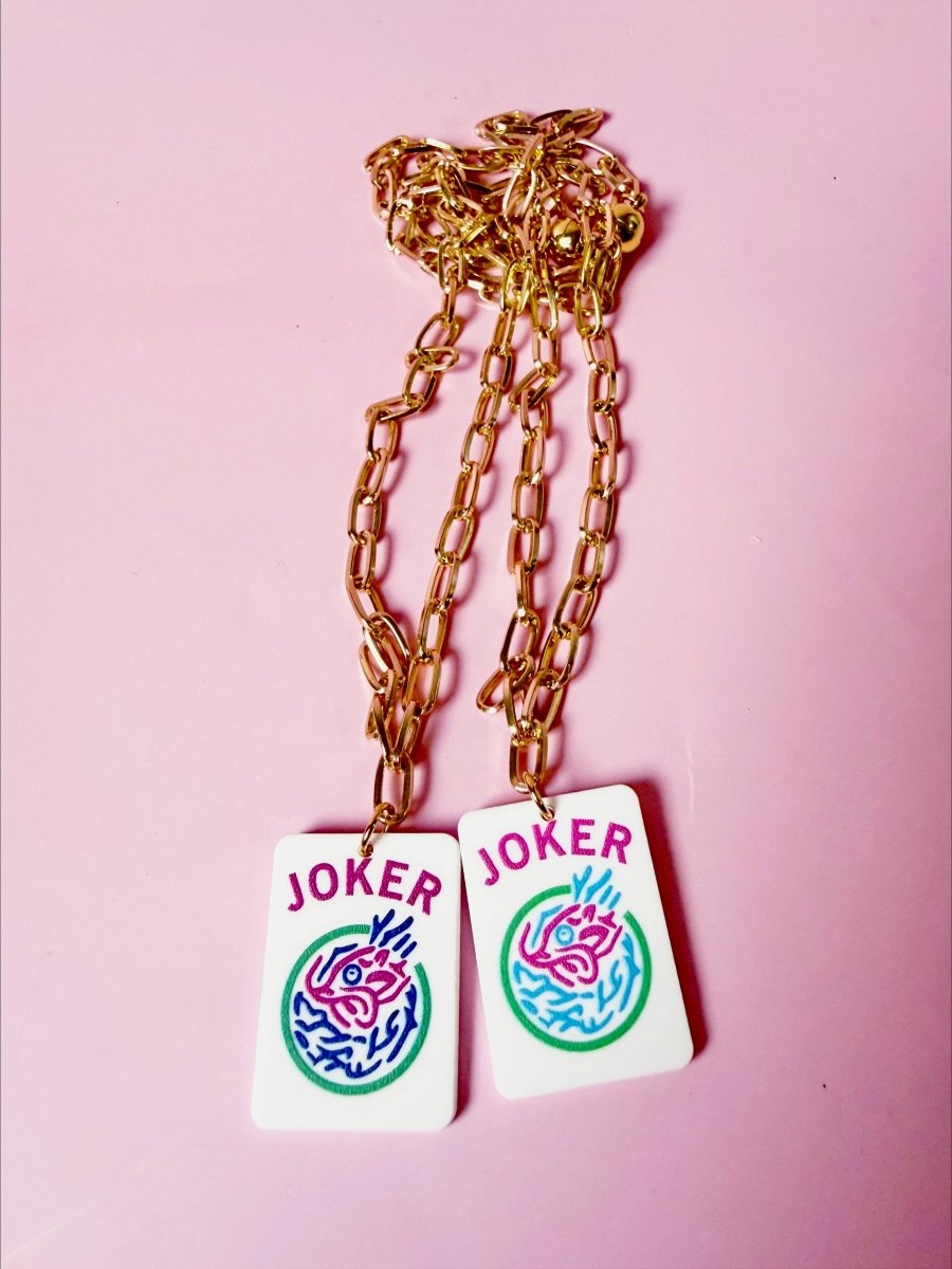 Joker Jewel Tone Mahjong Chain Necklace - Revel Boutique