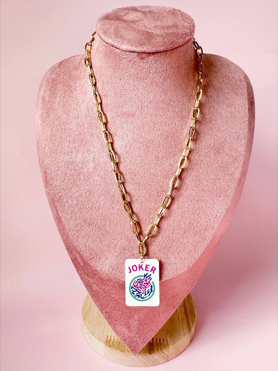 Joker Jewel Tone Mahjong Chain Necklace - Revel Boutique