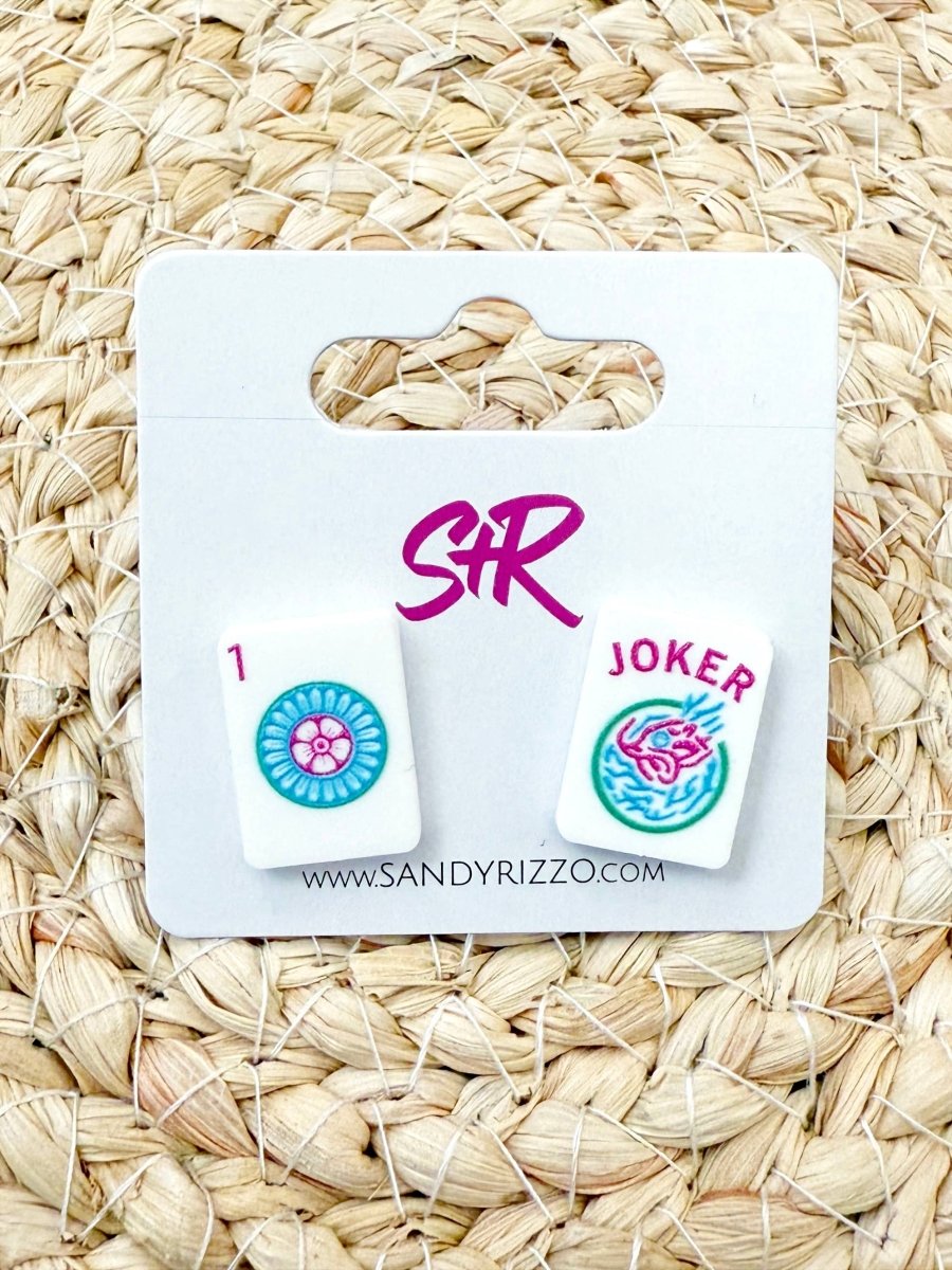 Joker Pastel Acrylic Mahjong Stud Earring - Revel Boutique
