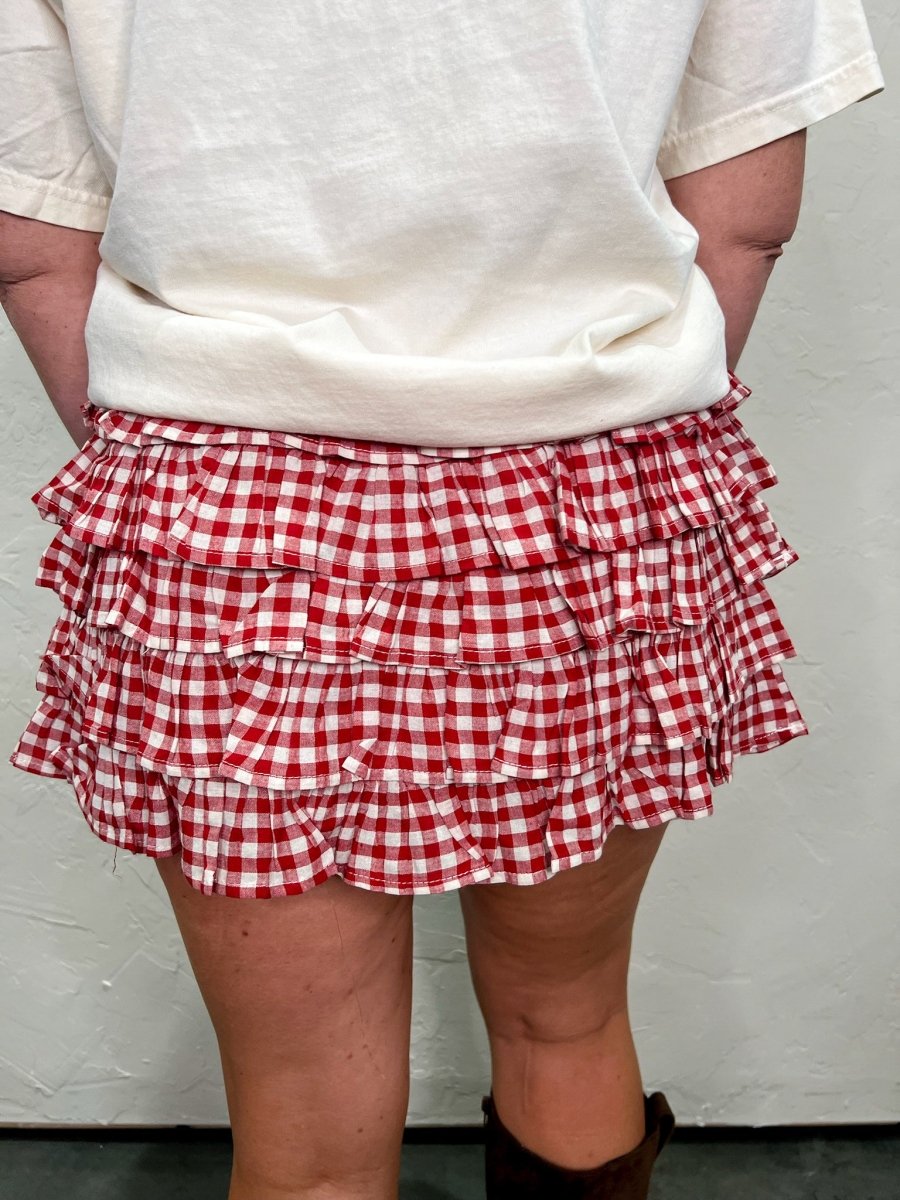 Kansas Checkered Skort - Red - Revel Boutique