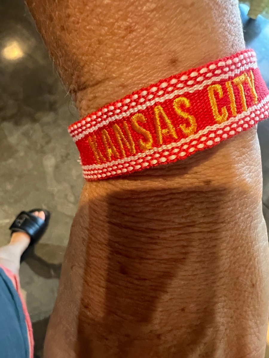 Kansas City Embroidered Bracelet - Red - Revel Boutique