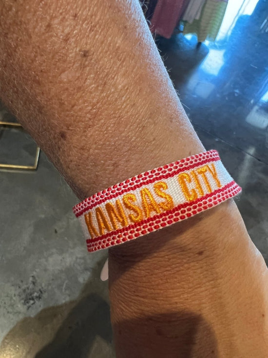 Kansas City Embroidered Bracelet - White - Revel Boutique