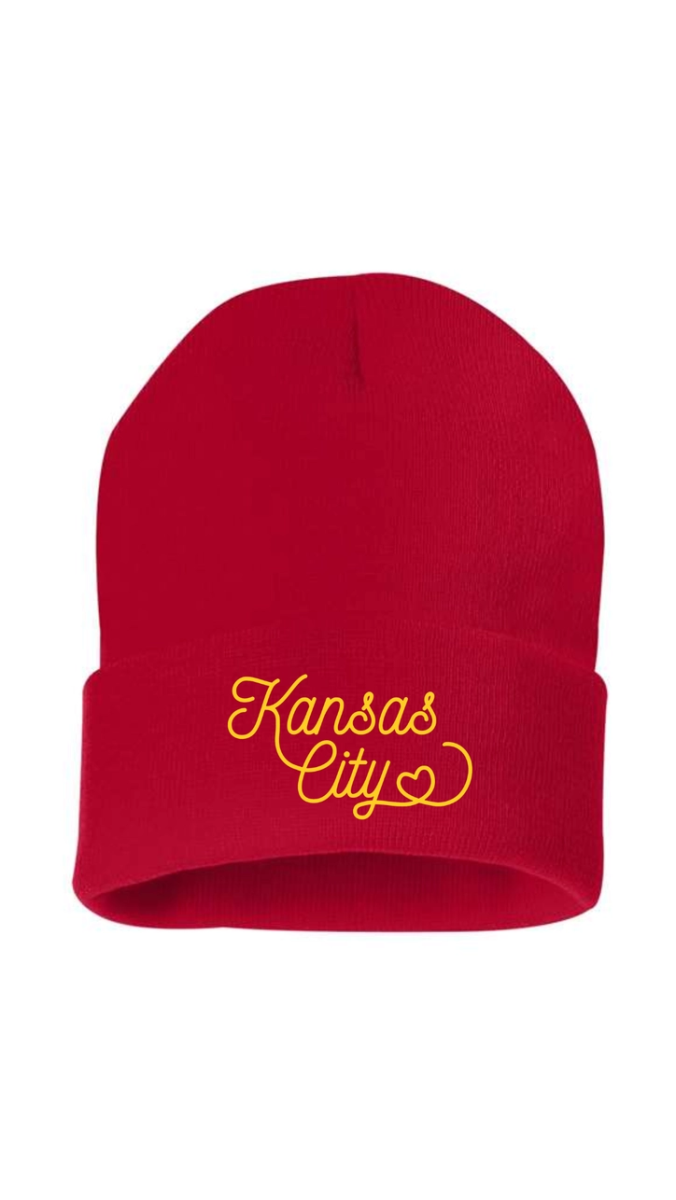 Kansas City Script Beanie - Red - Revel Boutique