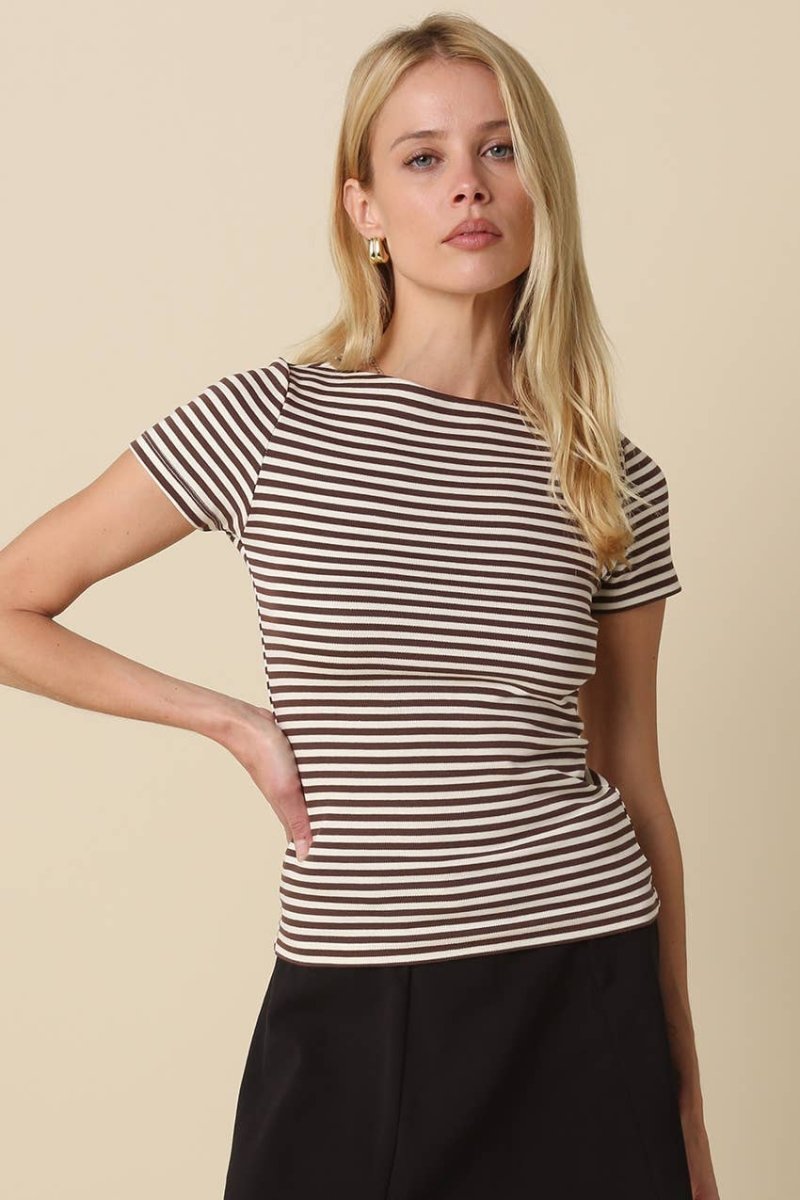 Kate Baby Tee - Brown - Revel Boutique
