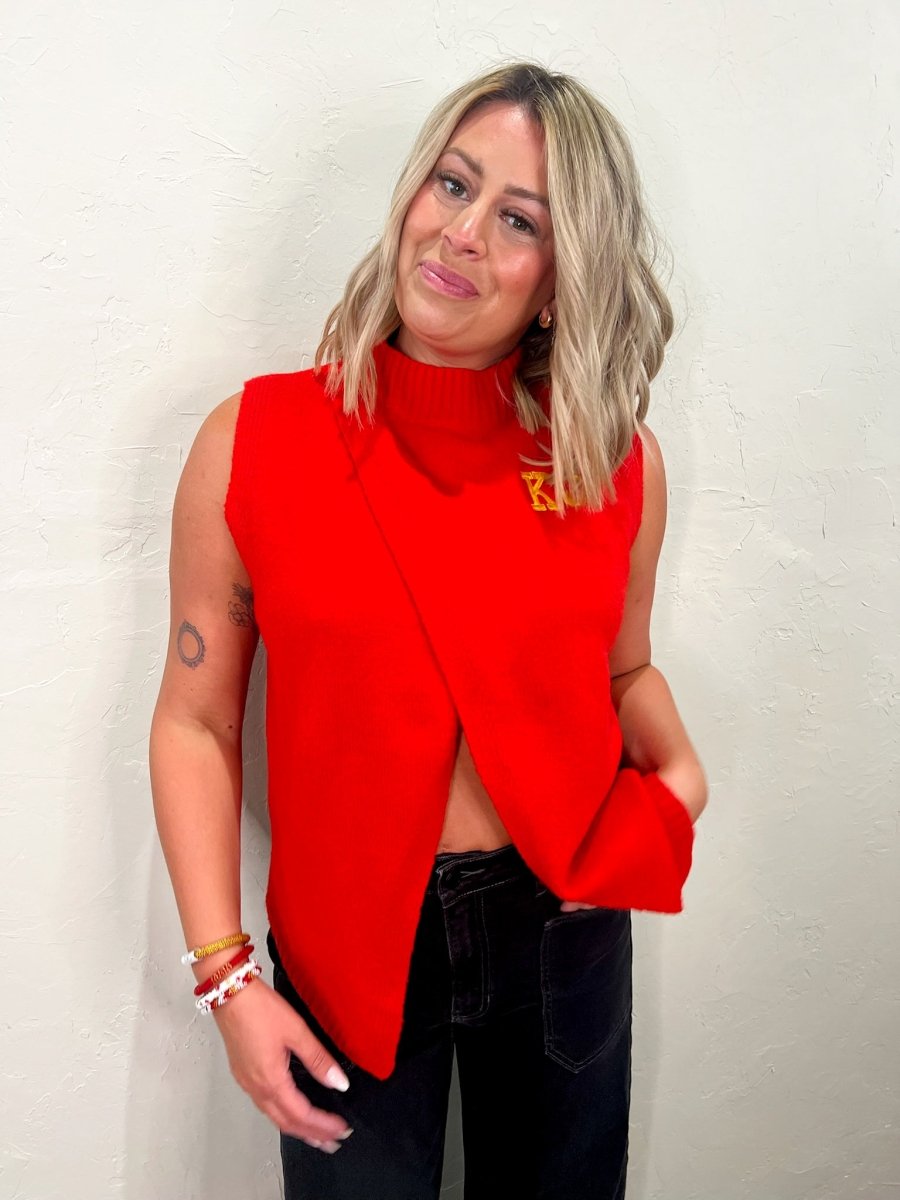 KC Drape Embroidered Vest - Revel Boutique