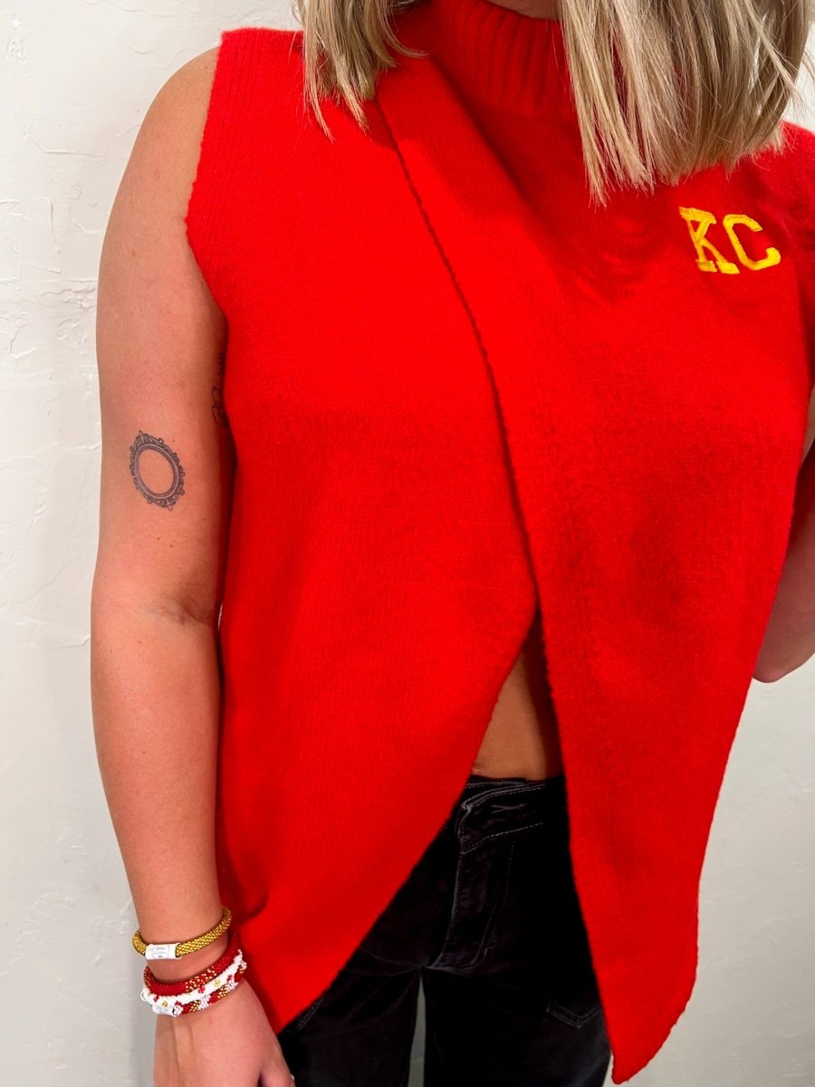 KC Drape Embroidered Vest - Revel Boutique