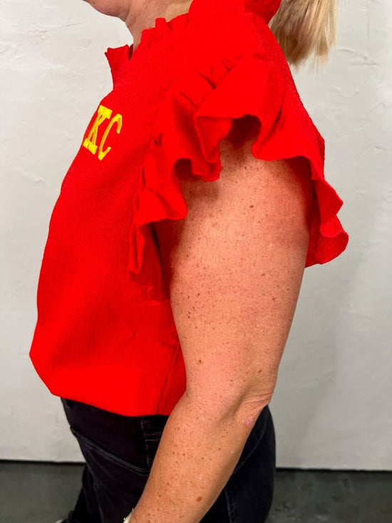 KC Embroidered Flounce Top - Revel Boutique