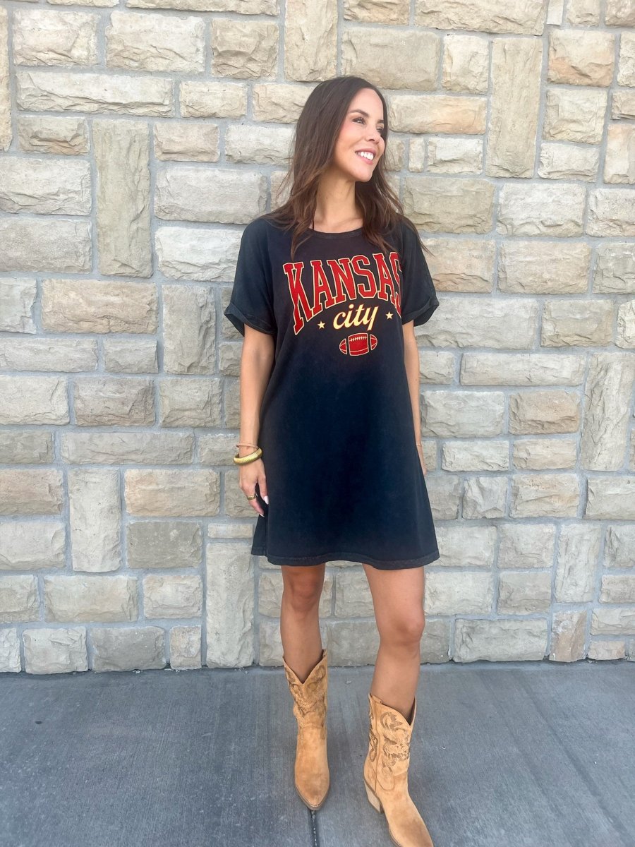 KC Graphic Tee Dress - Black - Revel Boutique