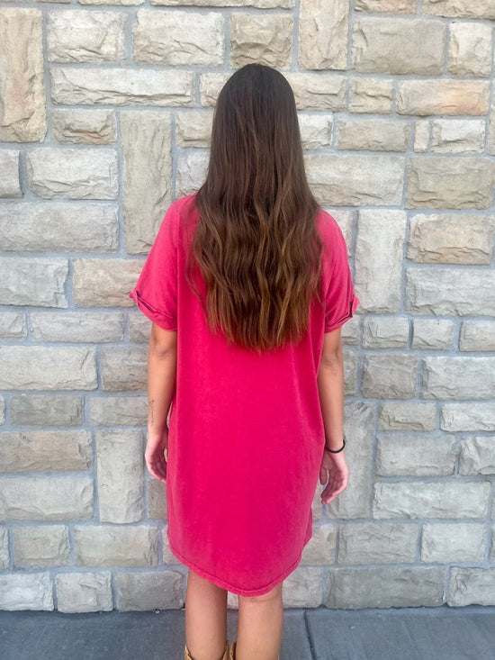 KC Graphic Tee Dress - Red - Revel Boutique