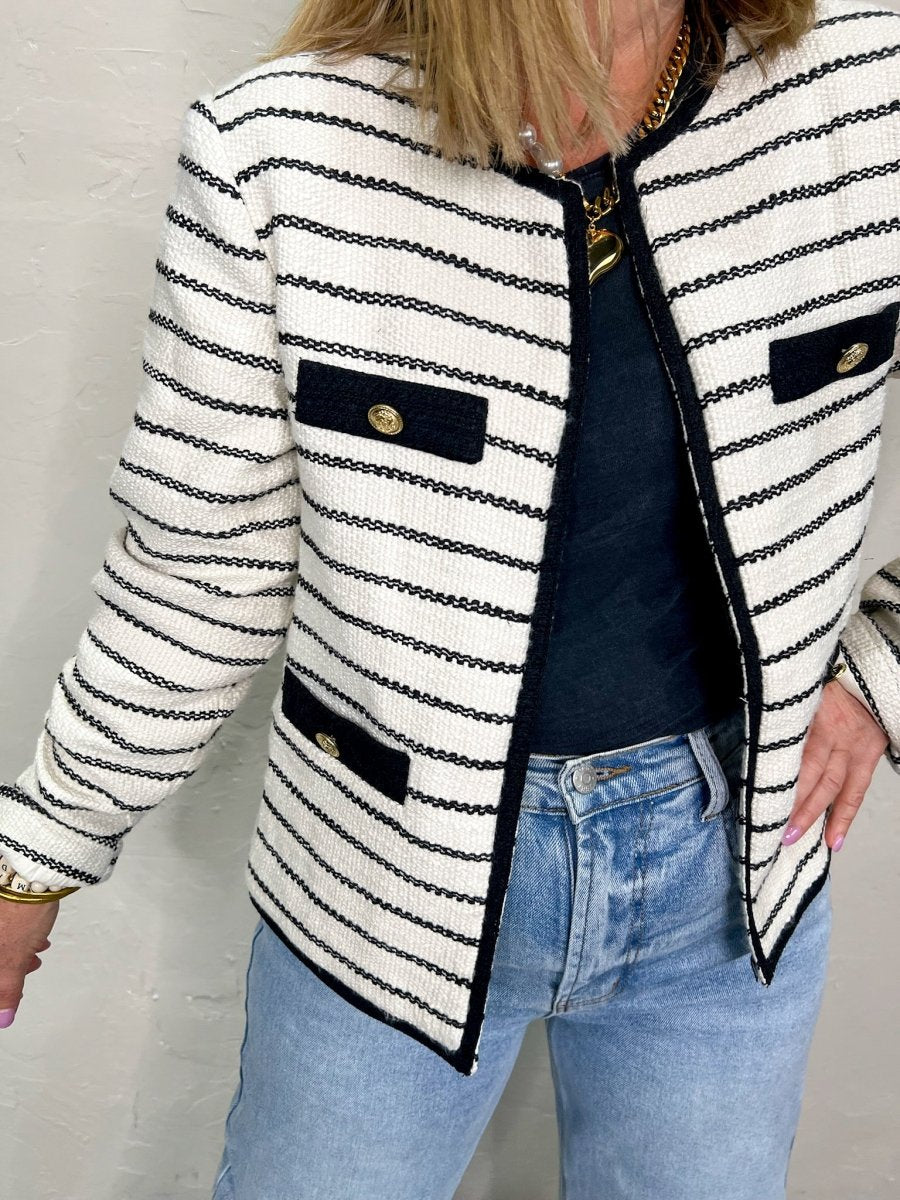 Kennedy Striped Tweed Jacket - Revel Boutique