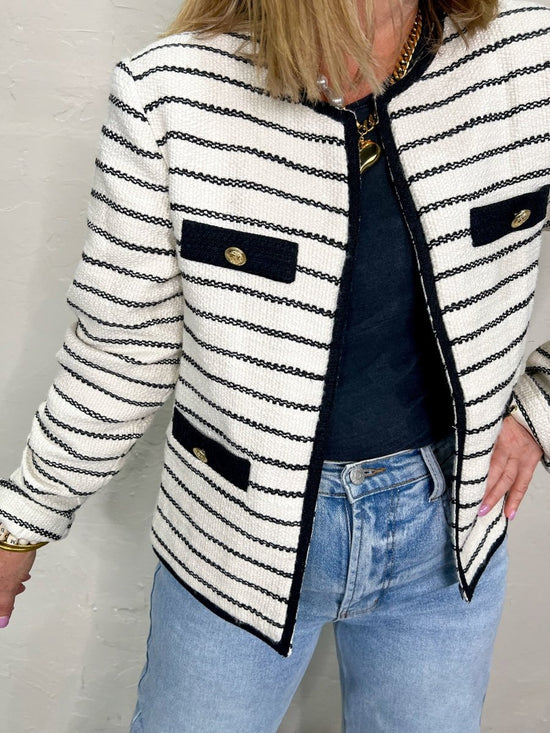 Kennedy Striped Tweed Jacket - Revel Boutique